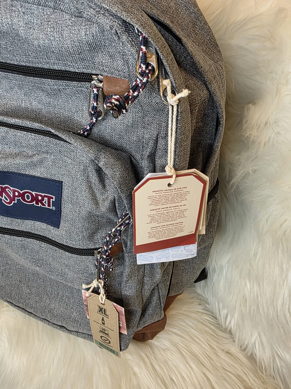 NWT JanSport Cool Student Backpack in the Gray Letterman Poly